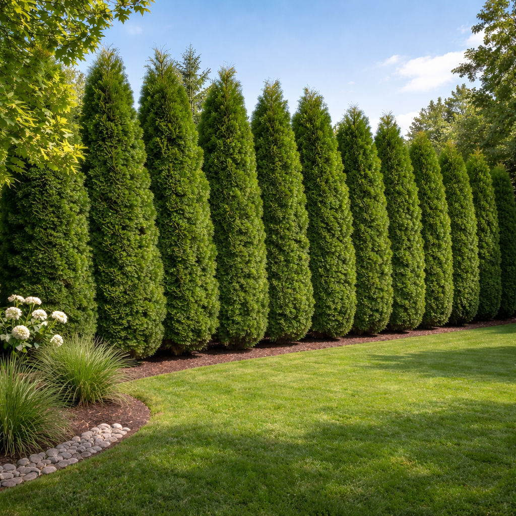 Tree Privacy Barrier Tree Privacy Fence Installed with Mature Trees | Instant Screening ...